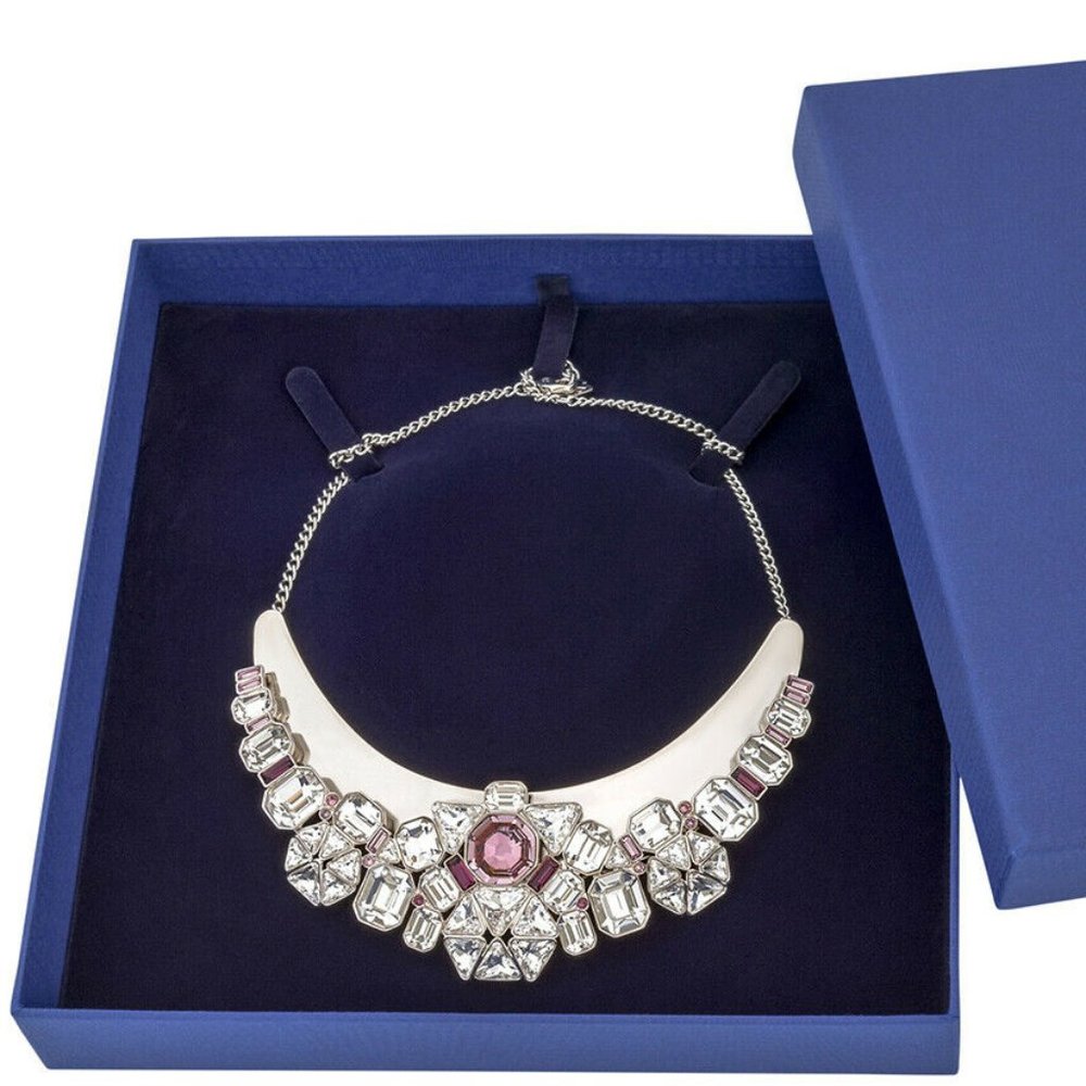 Swarovski Signed Diana Pink  Bib Necklace